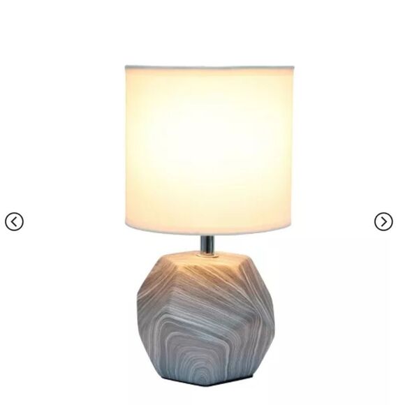 🆕🛋️Round Prism Mini Table Lamp Gray And White Geometric - Picture 4 of 15